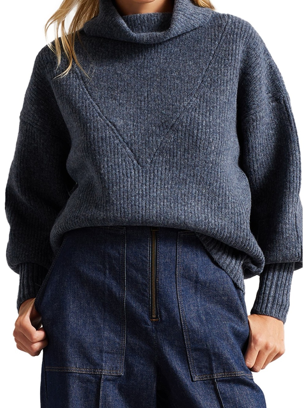 Ted Baker Chloe High Neck Turtleneck Long-Sleeves Sweater Size 6 Women's